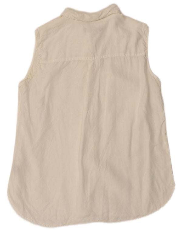 Marks & Spencer Womens Sleeveless Shirt Blouse UK 18 XL White Linen