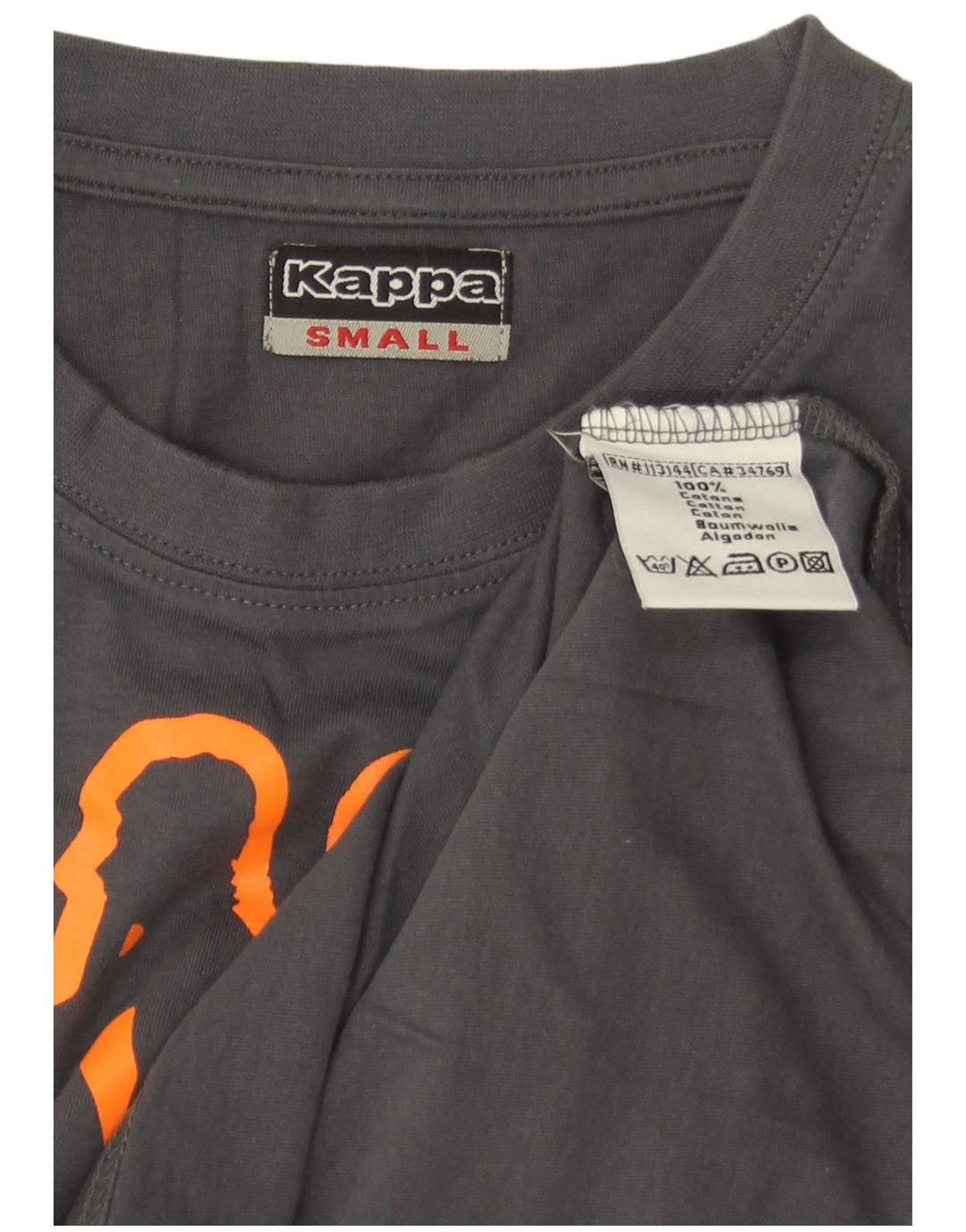 Męski T-shirt z grafiką Kappa, mały, szary, bawełniany