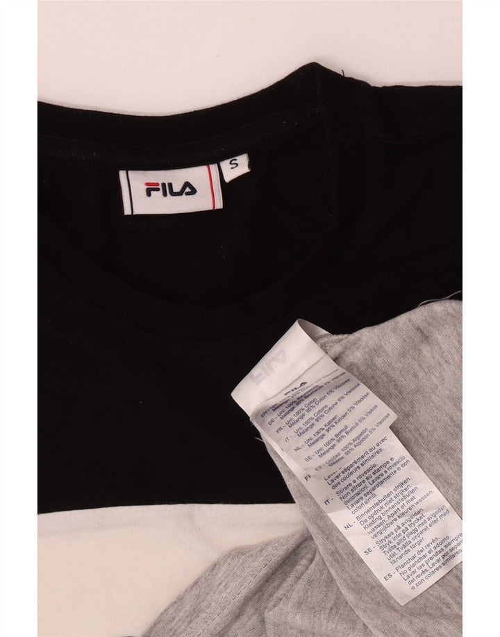 Męski T-shirt Fila z grafiką, mały, wielokolorowy, bawełniany z blokami kolorów
