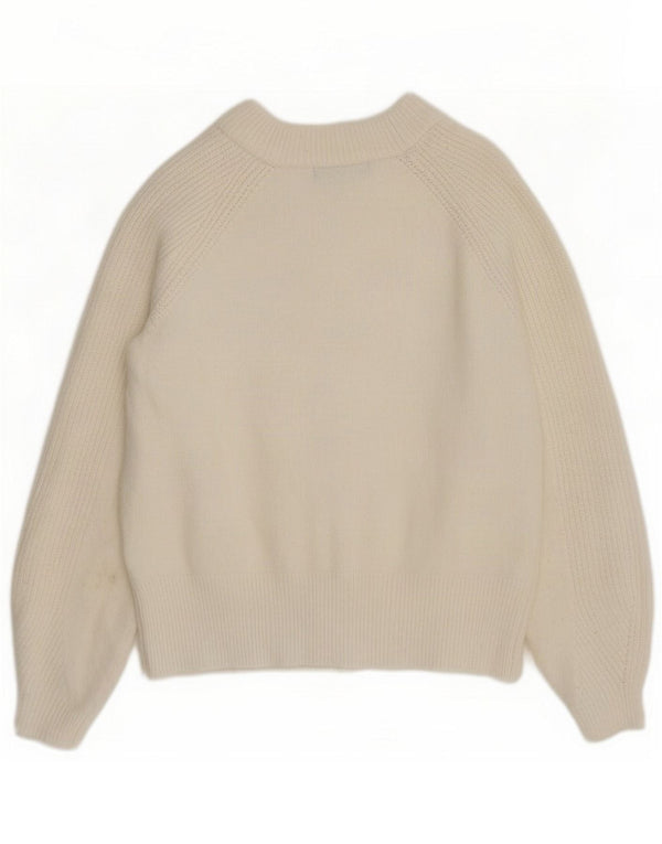 Marks & Spencer Damski sweter z okrągłym dekoltem UK 10, mały, biały akryl