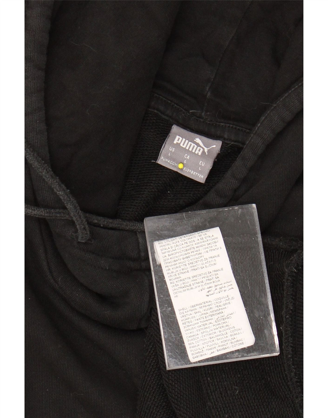 Damski sweter z kapturem i grafiką PUMA UK 16, duża, czarna bawełna z blokami kolorów