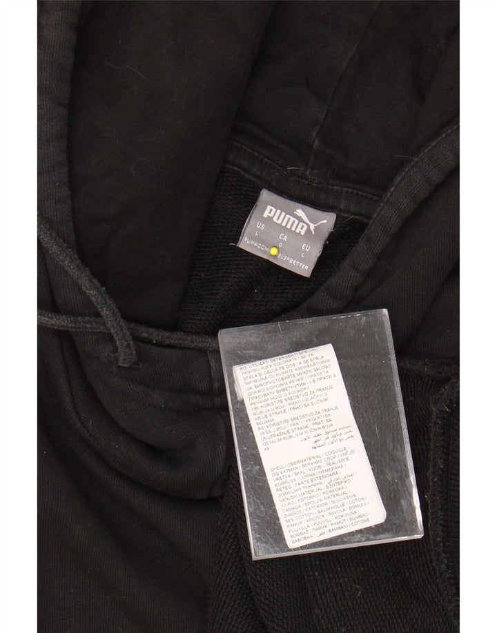 Damski sweter z kapturem i grafiką PUMA UK 16, duża, czarna bawełna z blokami kolorów