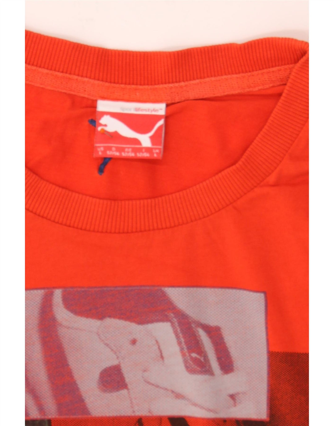 PUMA Mens Graphic T-Shirt Top Large Orange Vintage Puma and Second-Hand Puma from Messina Hembry 