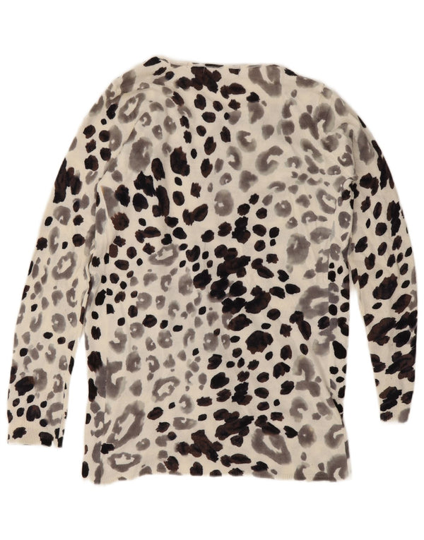 Marks & Spencer Damski sweter rozpinany UK 10 Mały biały nadruk zwierzęcy