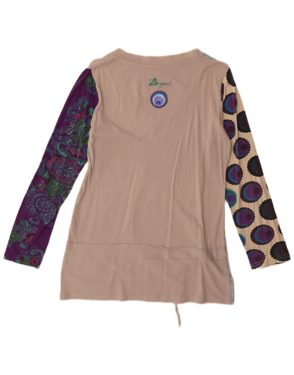 Damski top tunikowy Desigual w abstrakcyjny wzór UK 18 XL, beżowy, bawełniany