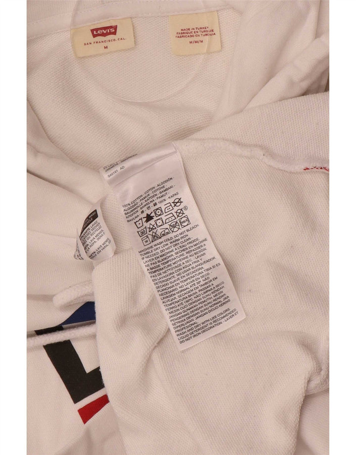 Męski sweter z kapturem Levi's z grafiką, średniej wielkości, biały, bawełniany