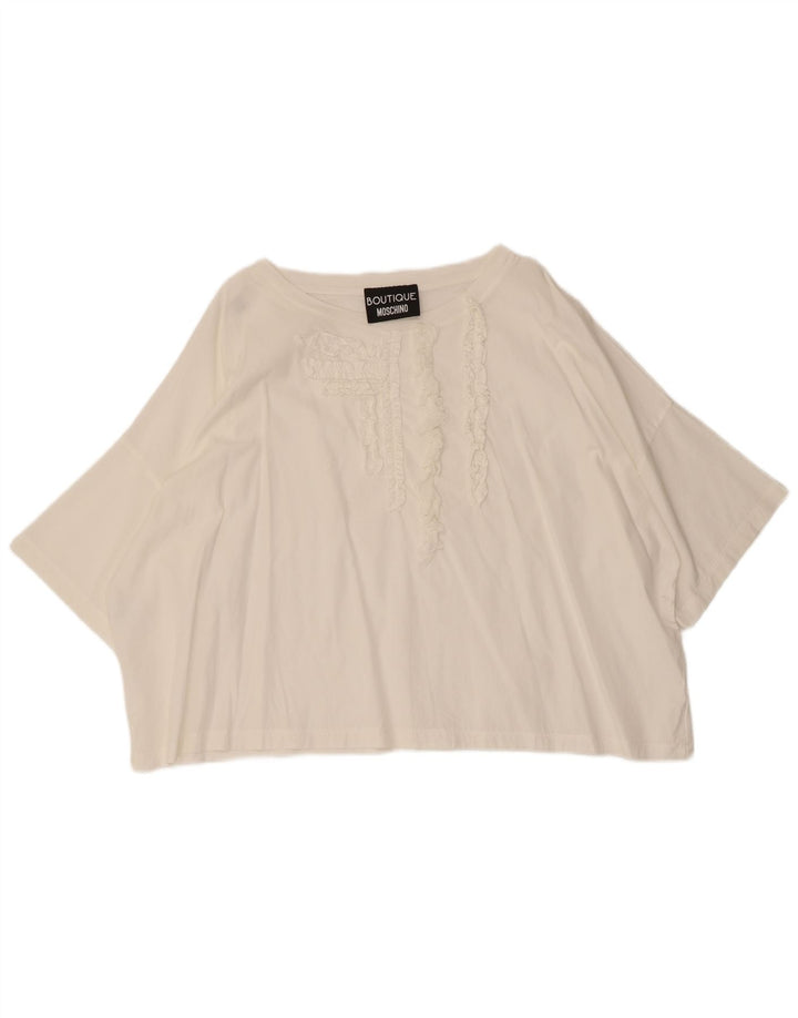 Damska bluzka oversize Moschino UK 20 2XL Biała bawełna