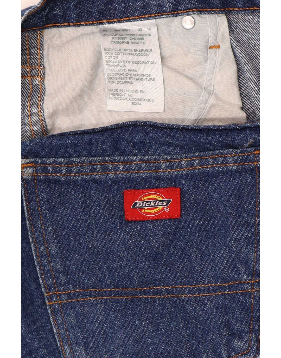 Męskie proste dżinsy Dickies W30 L28 Niebieskie bawełniane