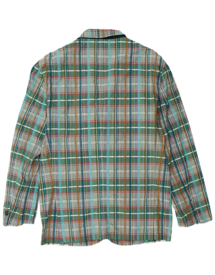 Vintage męska marynarka zapinana na 3 guziki IT 48 średnia zielona bawełniana krata