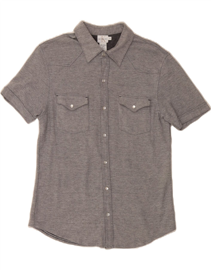 CALVIN KLEIN JEANS Mens Short Sleeve Shirt Medium Grey Cotton Vintage Calvin Klein Jeans and Second-Hand Calvin Klein Jeans from Messina Hembry 