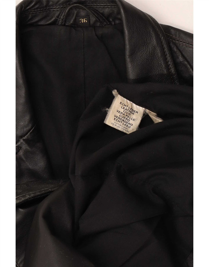Vintage damski płaszcz skórzany oversize EU 36, mała czarna skóra