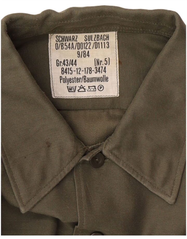 Koszula męska w stylu vintage, rozmiar 43/44 XL, khaki, poliester