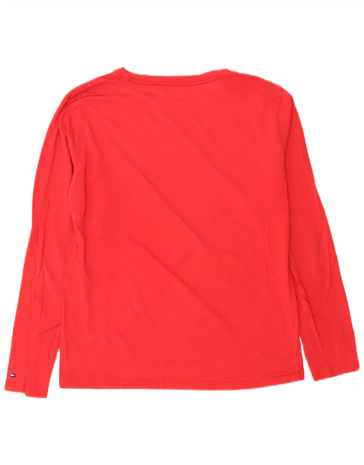 Męski top graficzny Tommy Hilfiger z długim rękawem, średni czerwony