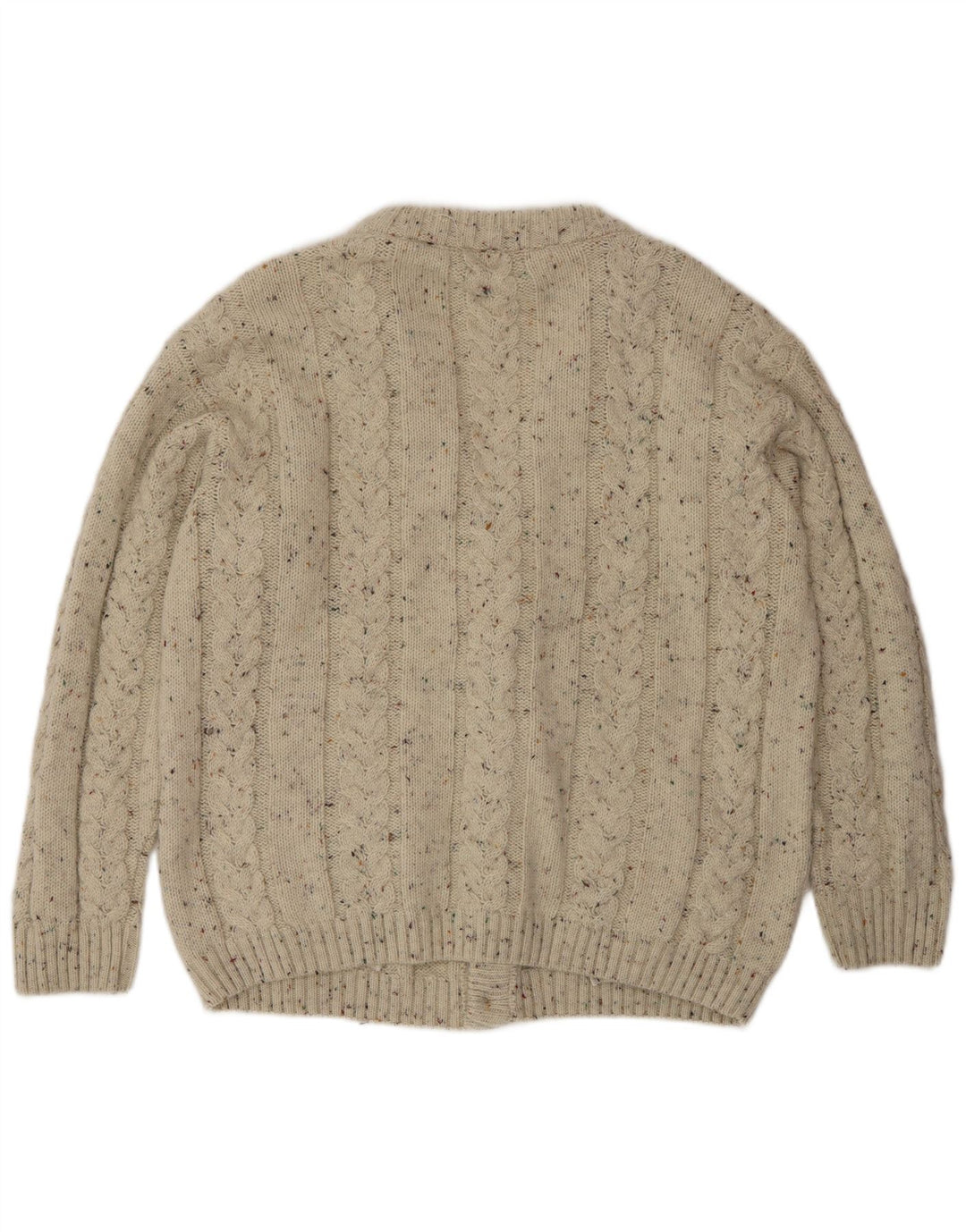 Sweter męski w stylu vintage, duży, beżowy, wełniany