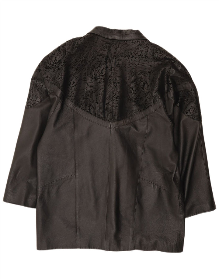 Vintage damska kurtka skórzana oversize IT 48 2XL czarna skóra