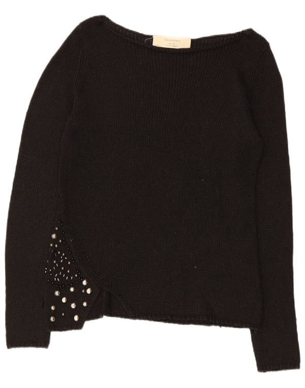 Sweter damski Zara z dekoltem w łódkę UK 12, średni czarny
