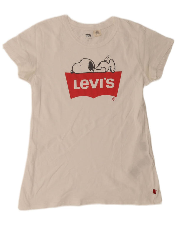Damska koszulka z grafiką Levi's Top UK 12 Średnia biała bawełna
