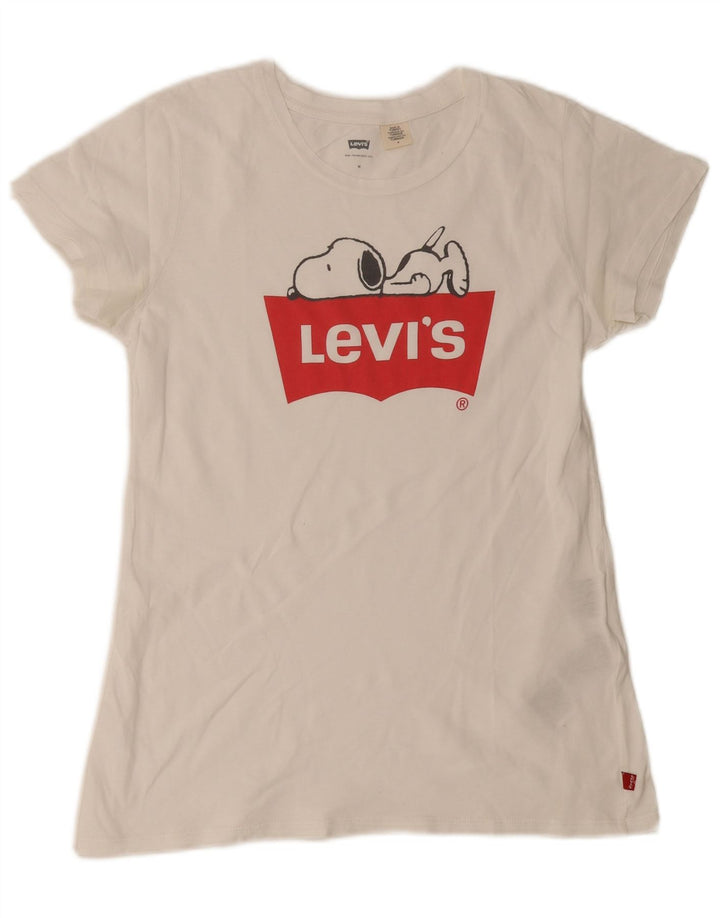 Damska koszulka z grafiką Levi's Top UK 12 Średnia biała bawełna