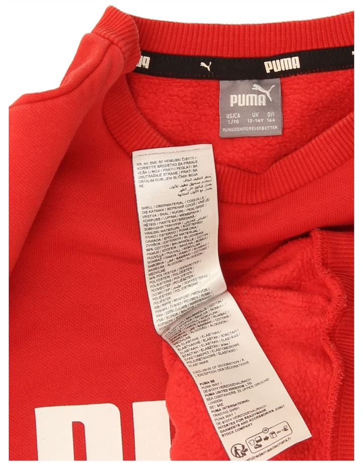Bluza chłopięca Puma z grafiką, 13-14 lat, czerwona, bawełniana
