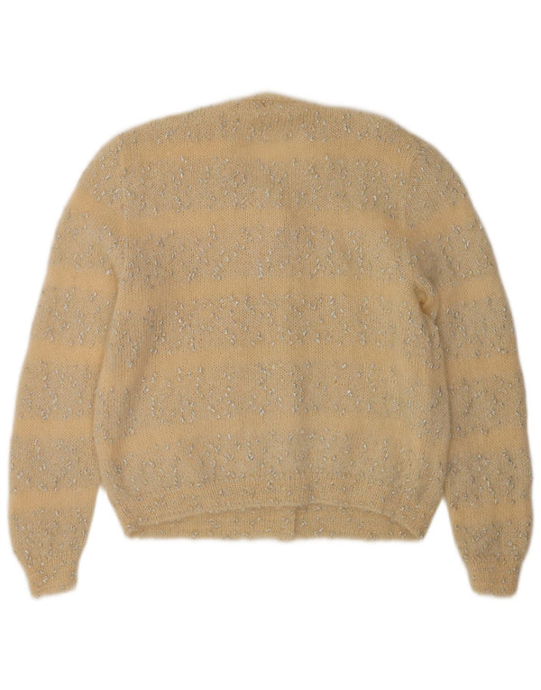 Sweter damski w stylu vintage, UK 16, duże, żółte paski