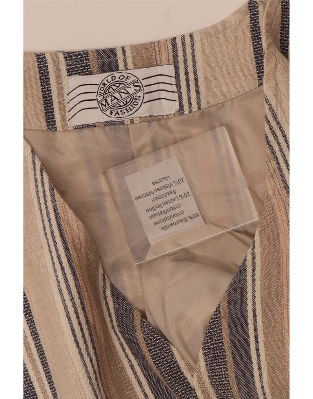 Vintage męska kamizelka duża beżowa bawełna w paski