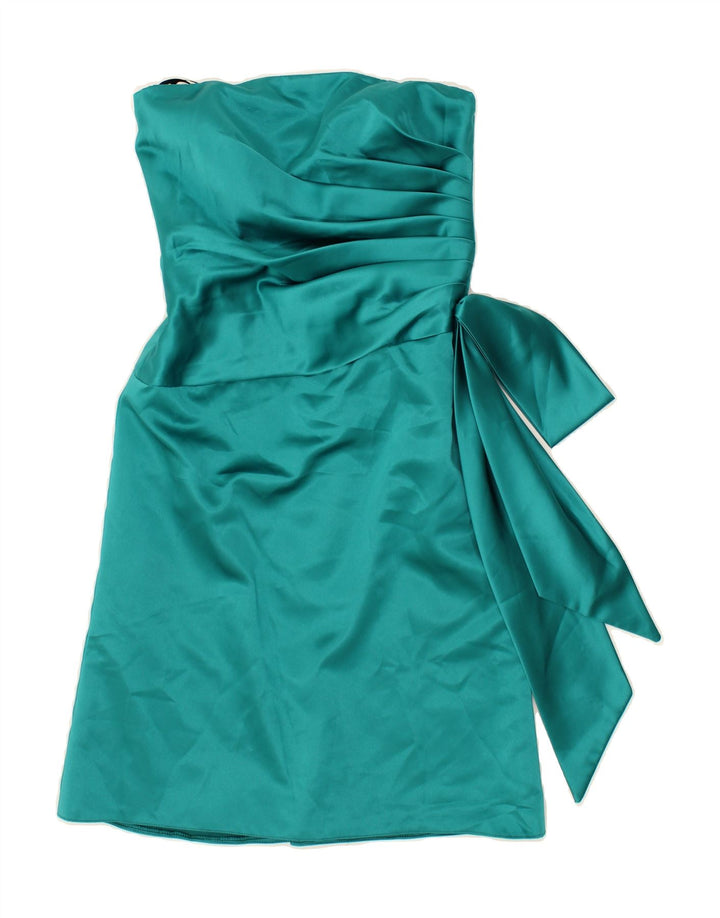 DESSY COLLECTION Womens Strapless Dress UK 12 Medium Turquoise Polyester Vintage Dessy Collection and Second-Hand Dessy Collection from Messina Hembry 