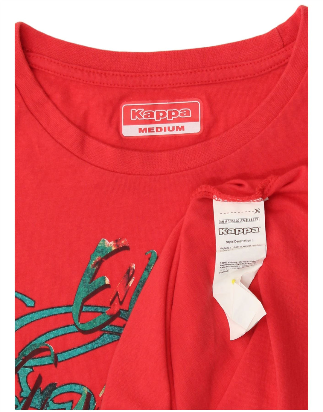 KAPPA Womens Graphic T-Shirt Top UK 12 Medium Red Cotton