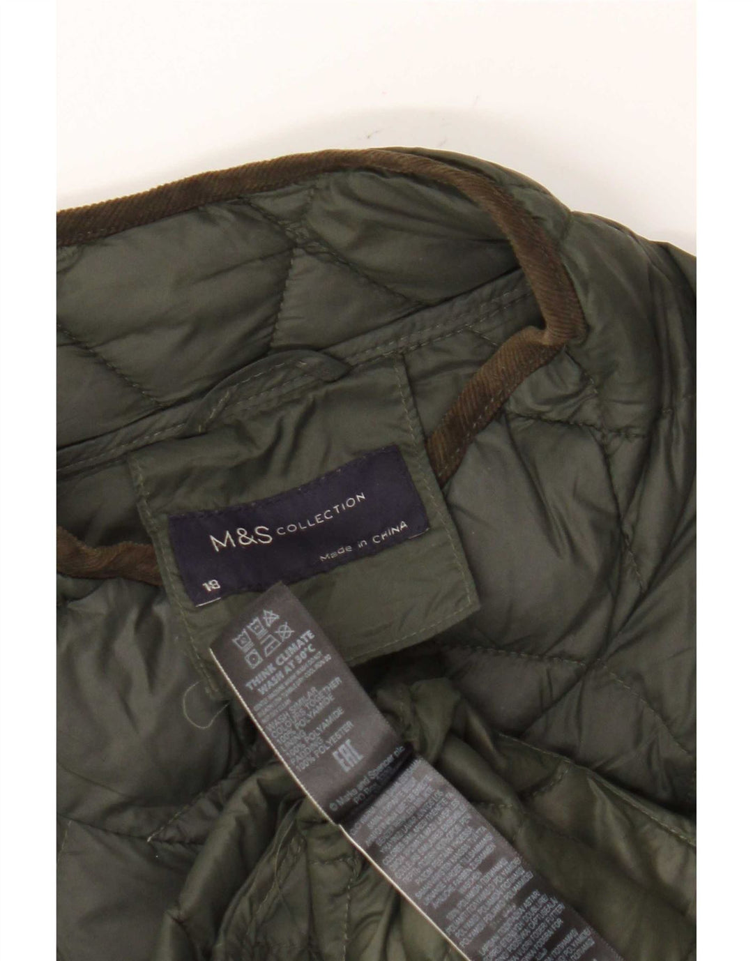 Marks & Spencer Damski pikowany płaszcz z podszewką, UK 18 XL, khaki, poliamid