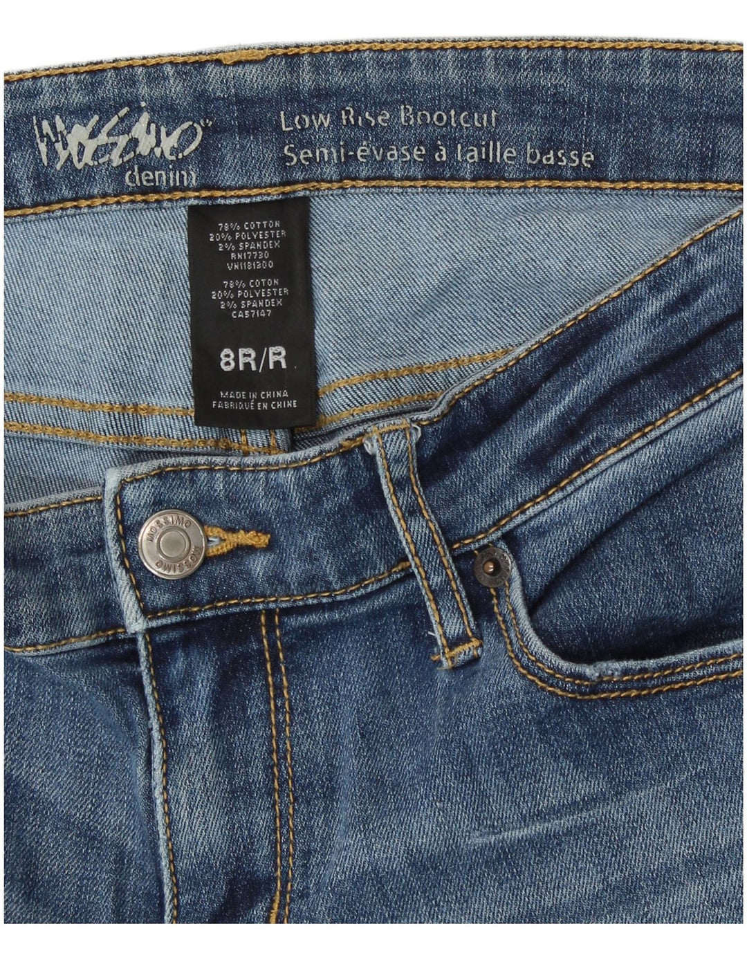 Damskie jeansy Bootcut Mossimo z niską talią US 8 Medium W32 L32 Niebieskie bawełniane