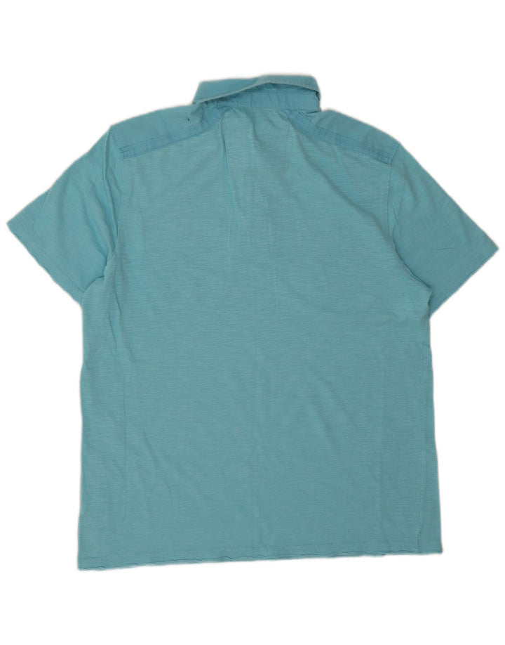 Męska koszulka polo CALVIN KLEIN, mała, niebieska, bawełniana w plamki