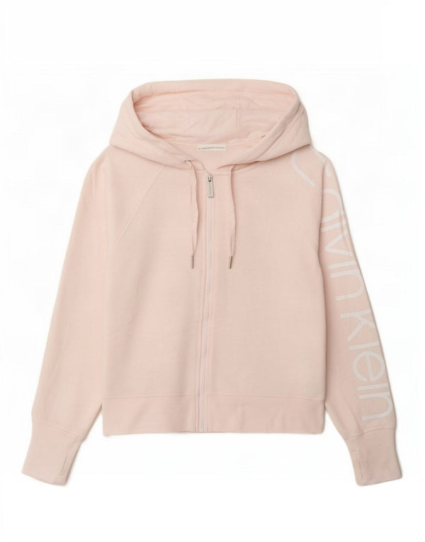 Damski sweter z kapturem i zamkiem błyskawicznym Calvin Klein, oversize, UK 6 XS, różowy
