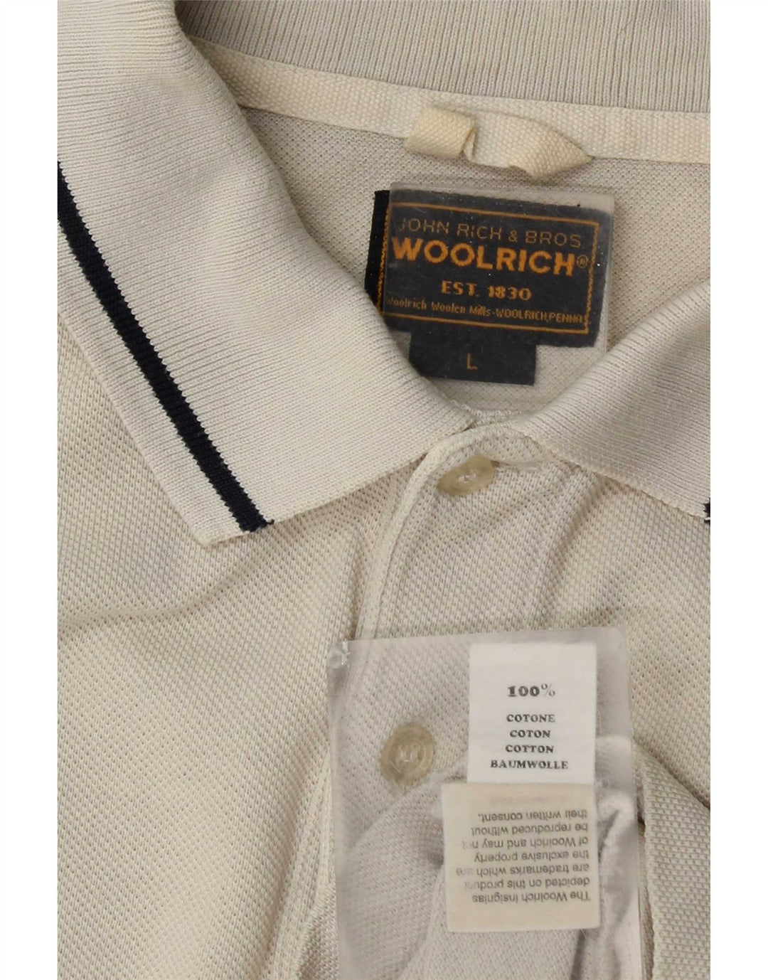 Męska koszulka polo Woolrich, duża, beżowa, bawełniana
