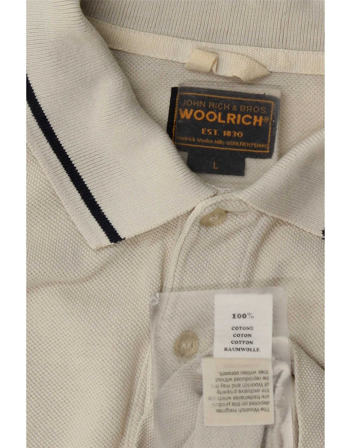 Męska koszulka polo Woolrich, duża, beżowa, bawełniana