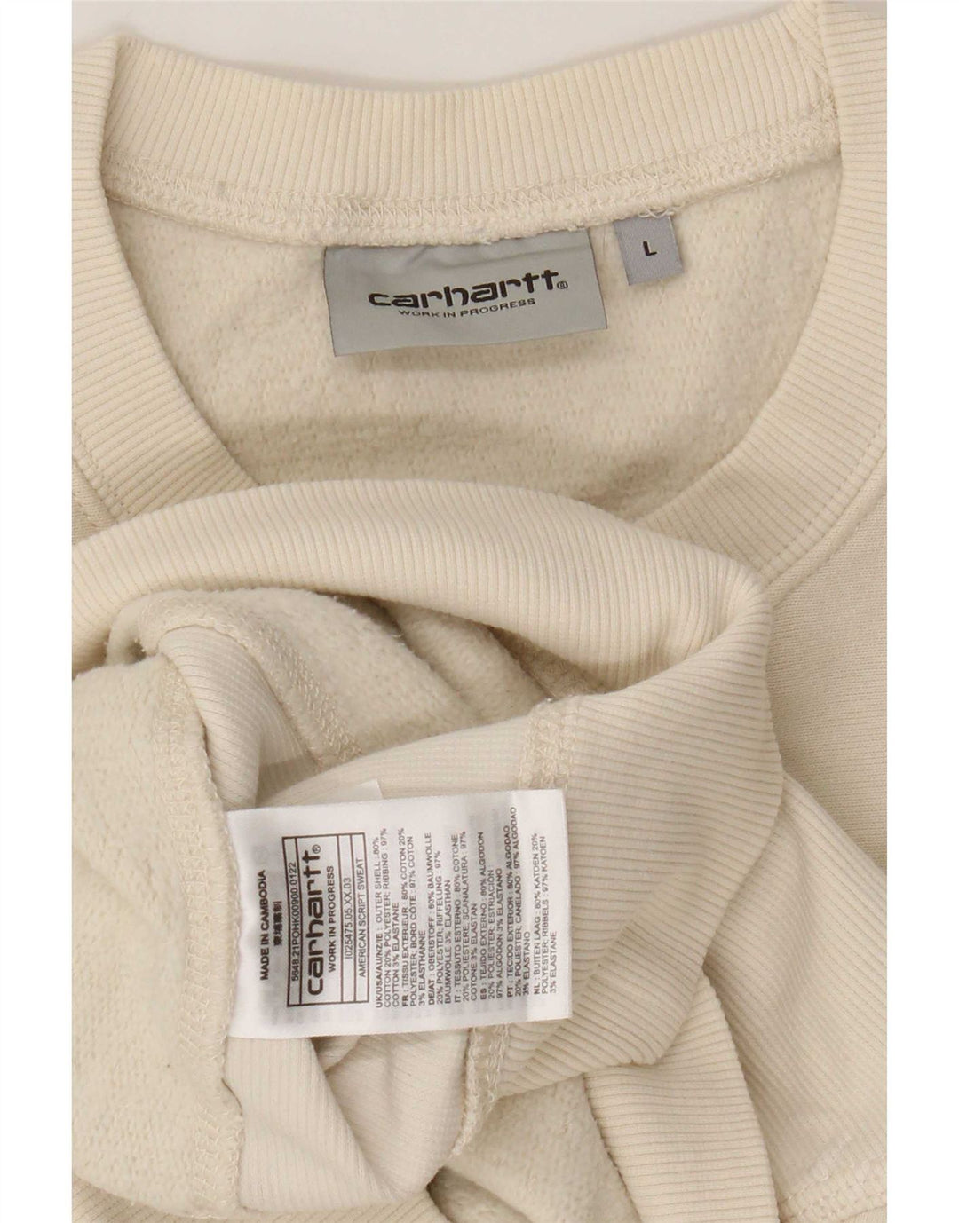 Sweter męski Carhartt, duży, beżowy, bawełniany