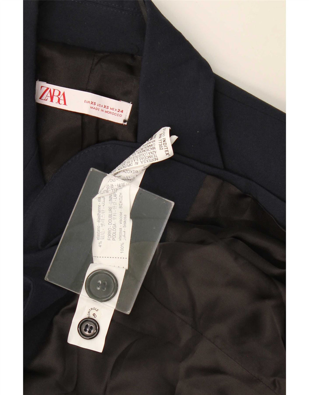 Damska marynarka oversize Zara zapinana na 2 guziki UK 6 XS Granatowa wiskoza