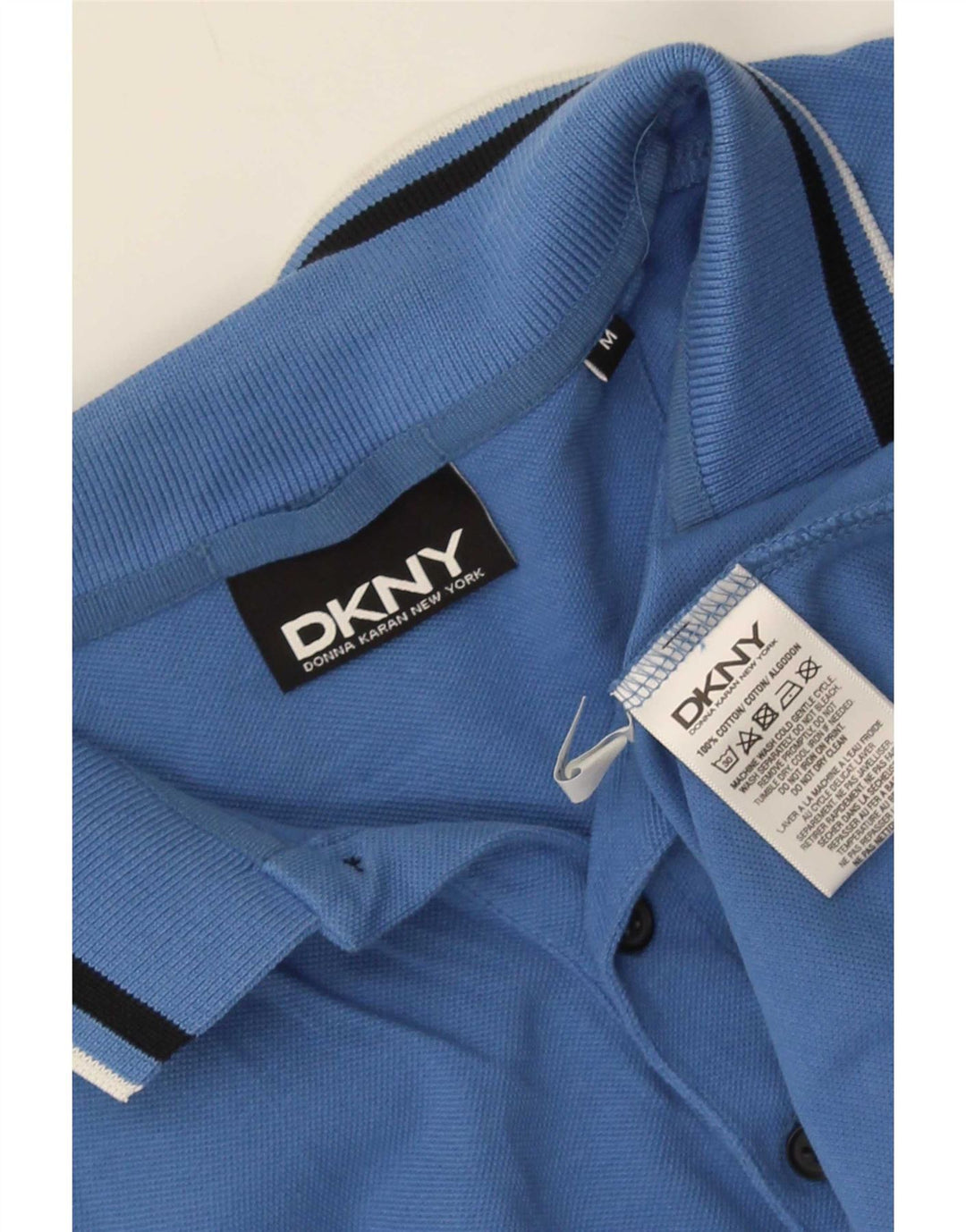 Męska koszulka polo Dkny, bawełniana w średnie niebieskie paski