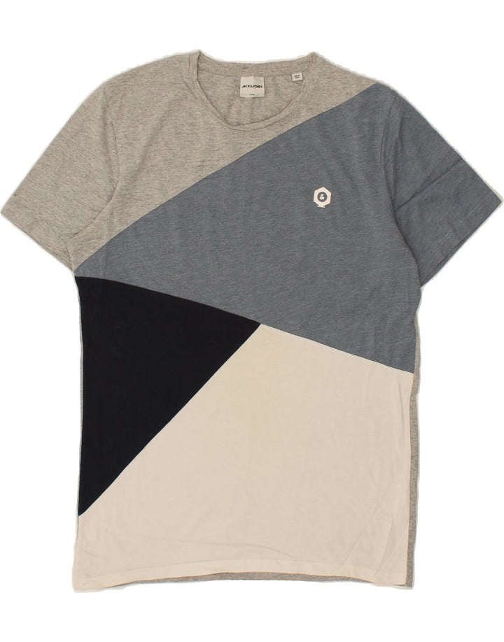 JACK & JONES Mens T-Shirt Top Medium Grey Colourblock Cotton Vintage Jack & Jones and Second-Hand Jack & Jones from Messina Hembry 