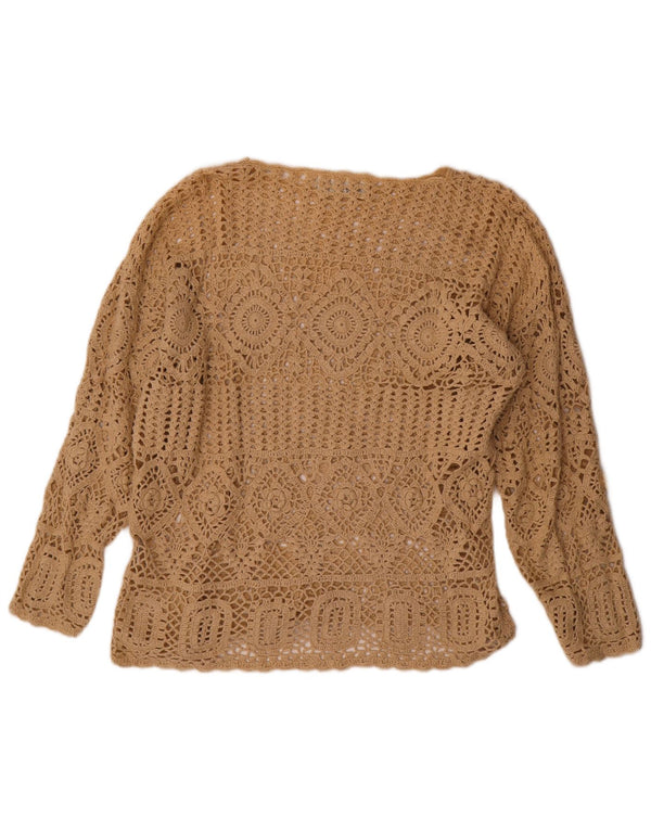 Damski sweter oversize VINTAGE z dekoltem w łódkę UK 10 Small Beige