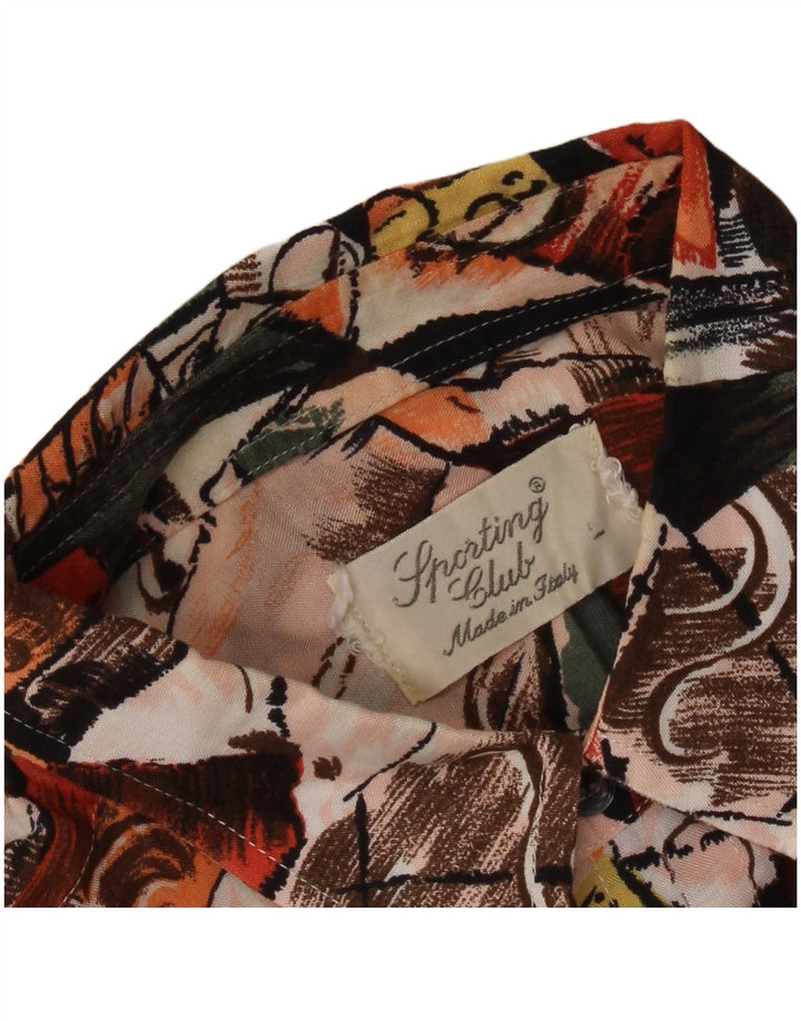 Męska koszula z krótkim rękawem w stylu vintage, abstrakcyjny wzór, duża, wielobarwna