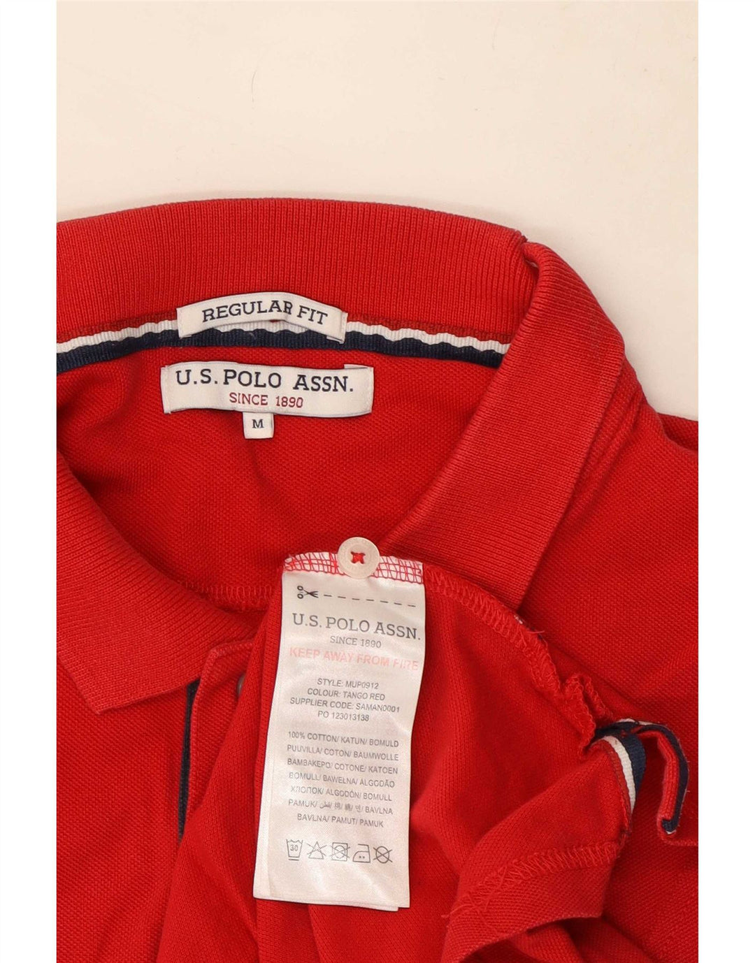 US Polo Assn. Męska koszula graficzna o regularnym kroju, średnio czerwona, bawełniana
