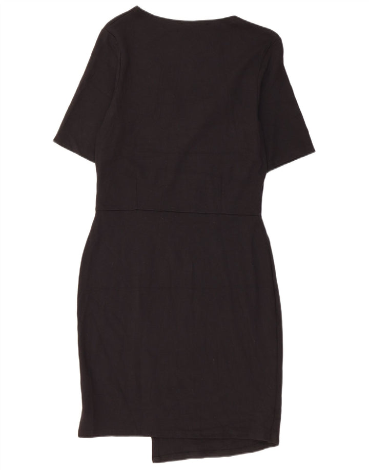 Damska wysoka obcisła sukienka Topshop UK 12, średnia czarna wiskoza