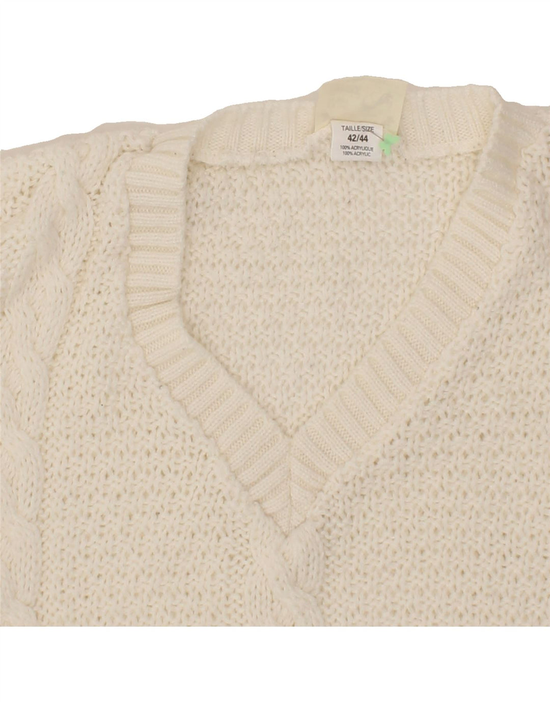 VINTAGE Womens Oversized V-Neck Jumper Sweater IT 42/44 Medium Off White Vintage Vintage and Second-Hand Vintage from Messina Hembry 