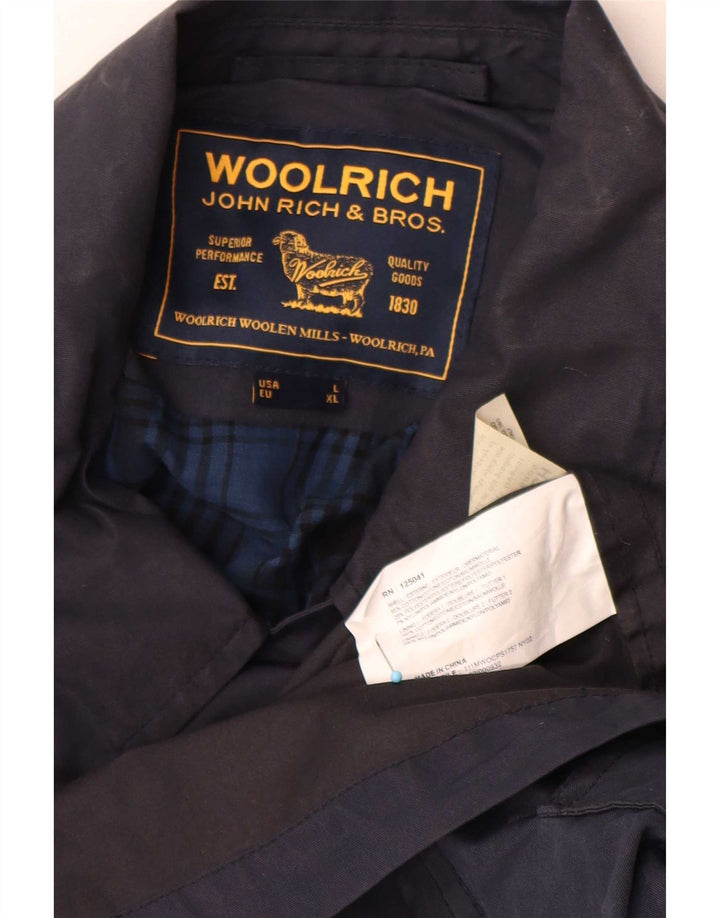 Trencz damski Woolrich UK 18 XL, granatowy, bawełniany