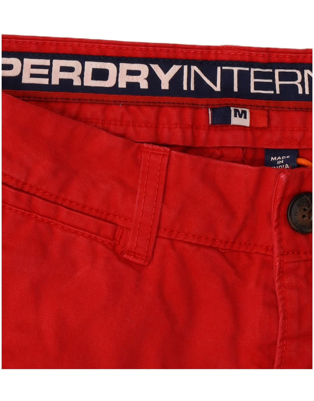 SUPERDRY Męskie spodenki chino średnie W32 czerwone bawełniane