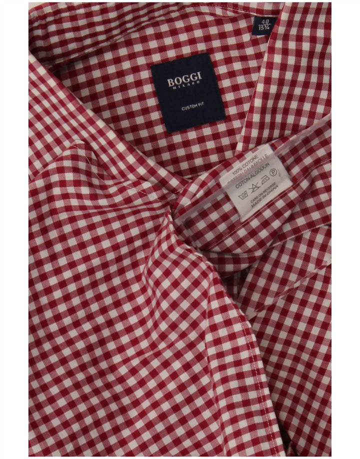 Koszula męska Boggi w kratkę, dopasowana, rozmiar 40 15 1/2, średnia bordowa kratka