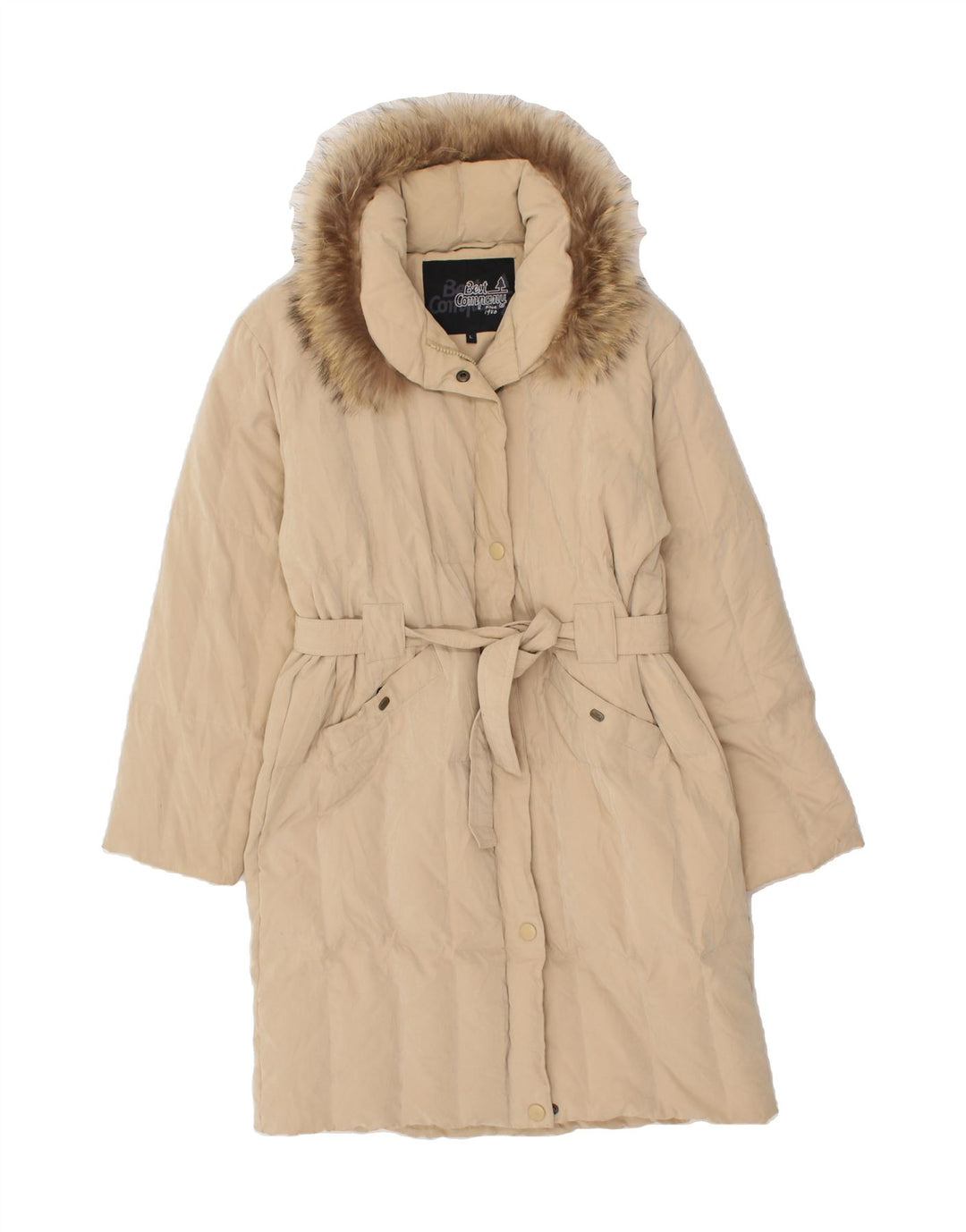 BEST COMPANY Womens Padded Coat UK 14 Large Beige Polyester Vintage Best Company and Second-Hand Best Company from Messina Hembry 