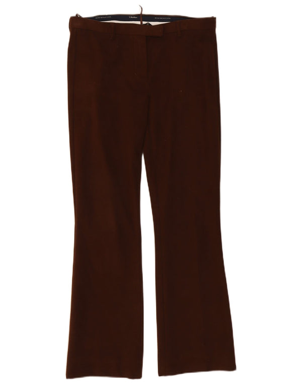 Damskie spodnie garniturowe Max Mara Bootcut UK 14 Large W32 L29 Brązowa bawełna