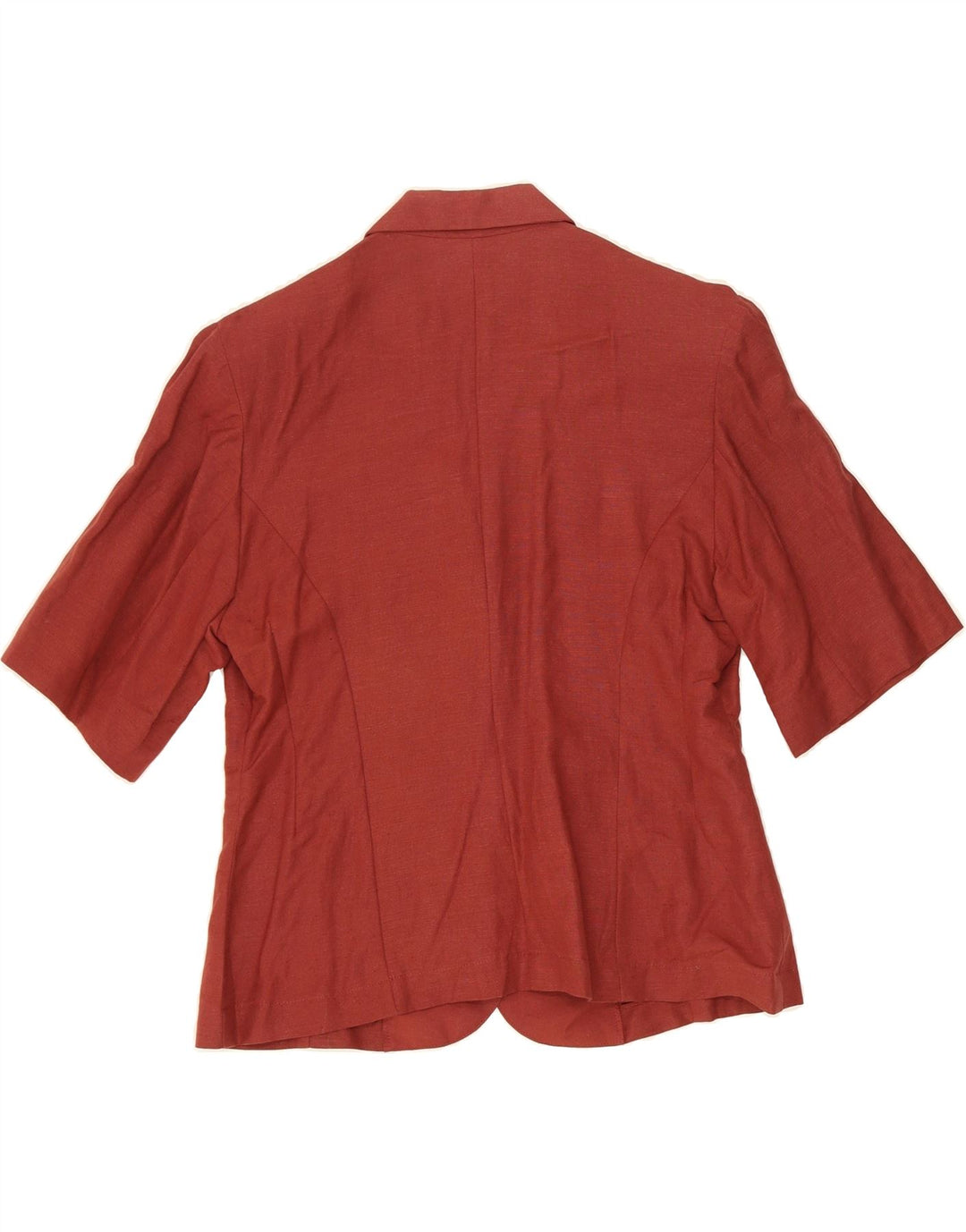VINTAGE Womens 2 Button Short Sleeve Blazer Jacket UK 12 Medium Maroon Vintage Vintage and Second-Hand Vintage from Messina Hembry 