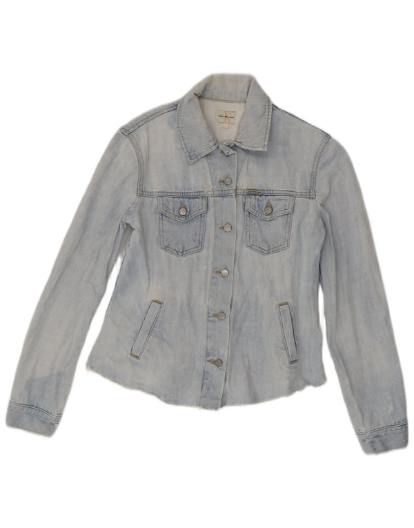 Calvin Klein Jeans Womens Denim Jacket UK 10 Small Blue Cotton