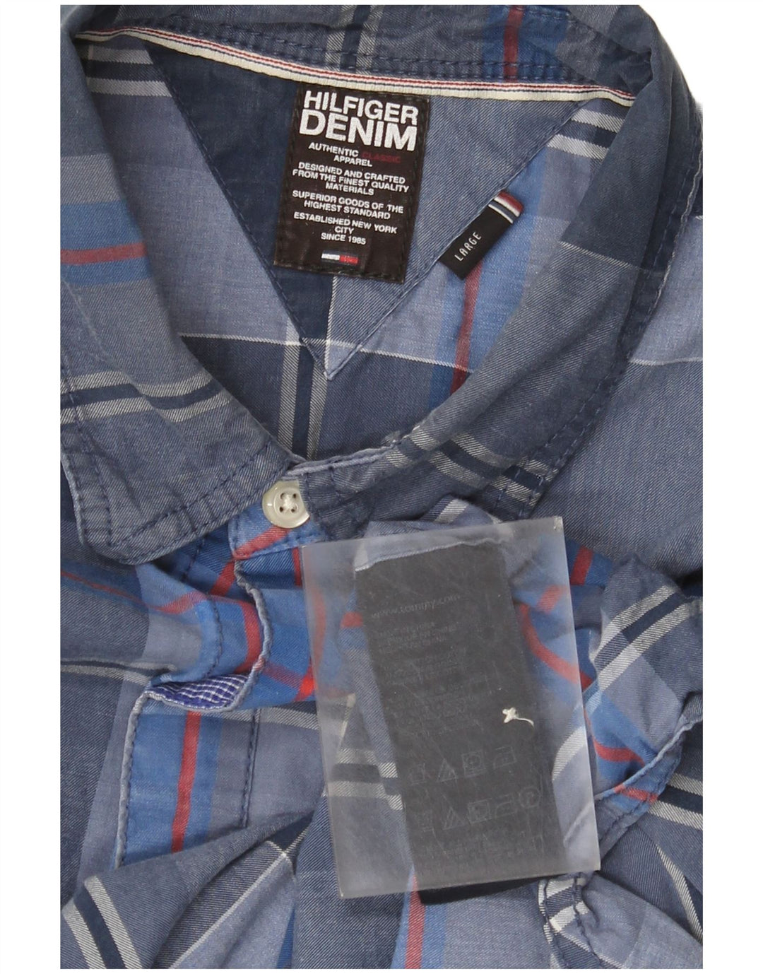 Koszula męska Tommy Hilfiger, duża, niebieska, bawełniana krata